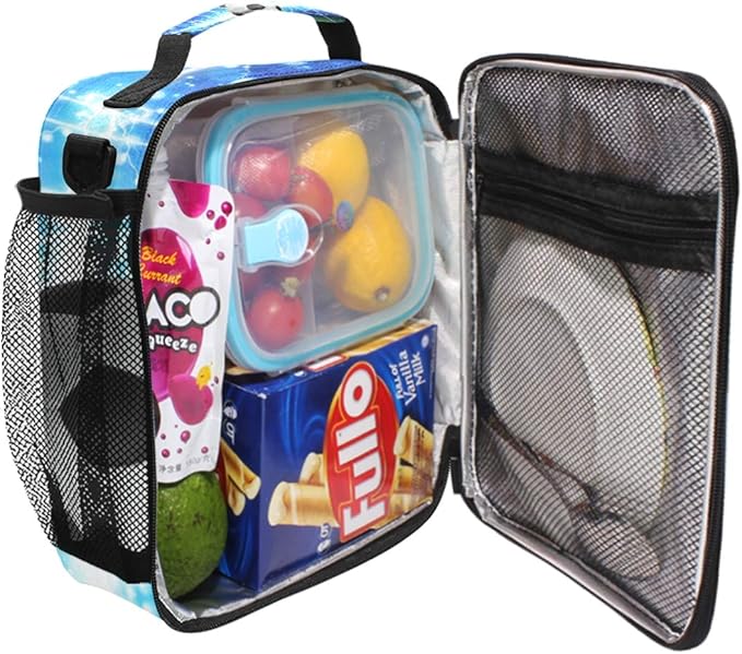 AUUXVA Lunch Box Bag Sport Ball Football Soccer Lunchbox Insulated Thermal Cooler Ice Adjustable Shoulder Strap for Women Men Boys Girls