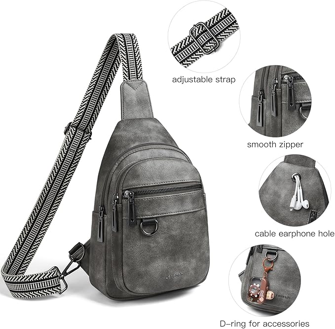 7L Sling Bag for Women Men Vegan Leather Crossbody Bags Fanny Pack Purse Backpack Over Shoulder Bag Travel Anti Theft