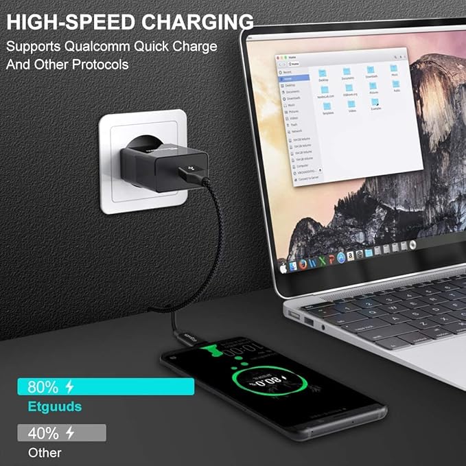 etguuds USB to USB C Cable 0.5ft, 2-Pack Short USB A to Type C Charger Cord Fast Charging for Samsung Galaxy A15 A25 A35 A55 A54, S24 S23 S22 S21 S20 S10 S10E, Note 20 10, Moto G, for iPhone 16 15