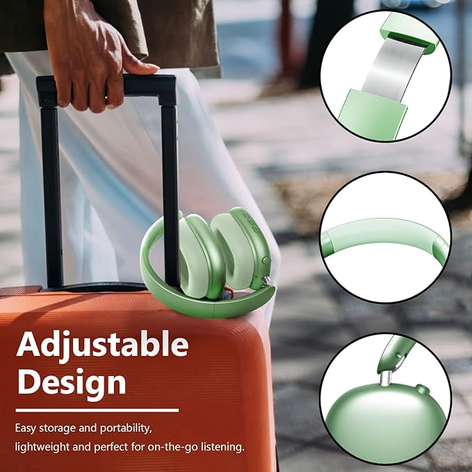 Y01 Wireless Over Ear Headphones, Noise Canceling Bluetooth 5.3 Headphones with Microphones,Hi-Res Audio,48H Playtime,Foldable,Breathable Soft Earpads for iOS/Android/Samsung/PC-Green