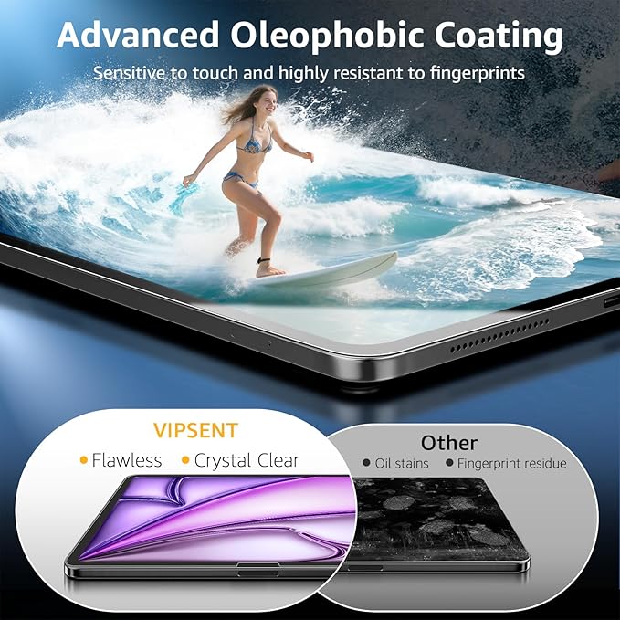 2-Pack Glass Screen Protector for iPad Pro 11 Inch (M4) Military Shatterproof, 9H+ Hardness, Auto-Alignment Frame, Anti-Fingerprint, HD Clear, Scratch Resistant