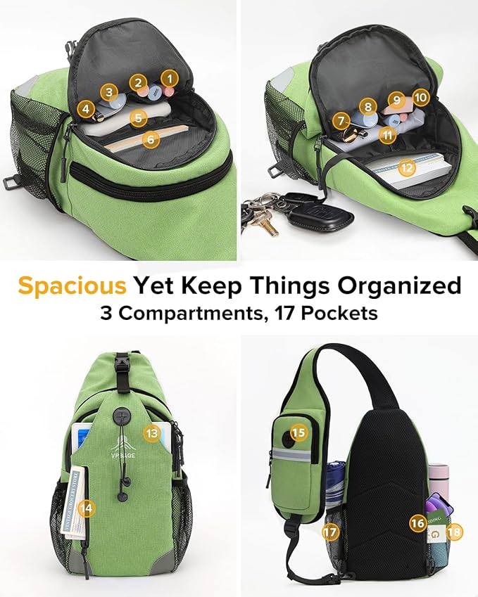 Sling Bag for Women, Crossbody Bag for Men, Cross Body Hiking Backpack, Travel Daypack, Chest Pack with Chest Phone Holder