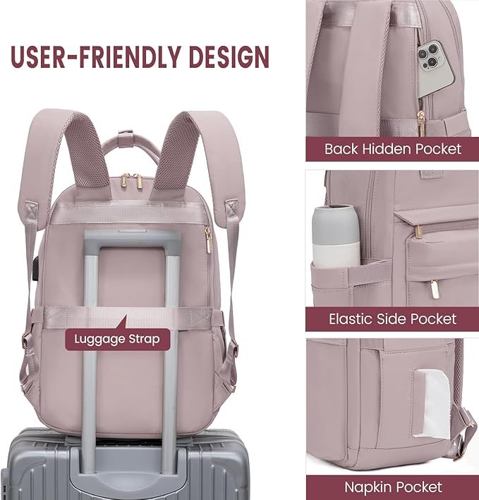 LOVEVOOK Laptop Backpack for Women 15.6 Inch Laptop Bag with USB Port, Fashion Waterproof Backpacks Teacher Nurse Stylish Travel Bags Vintage Daypacks for College Work