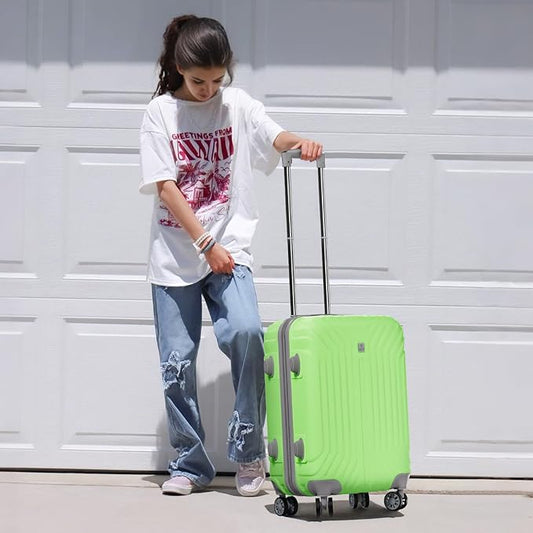AnyZip Expandable Carry On Luggage, 20 Inch Hard Shell Travel Suitcase,Rolling Lightweight Suitcases with Wheels TSA Lock (LightGreen)