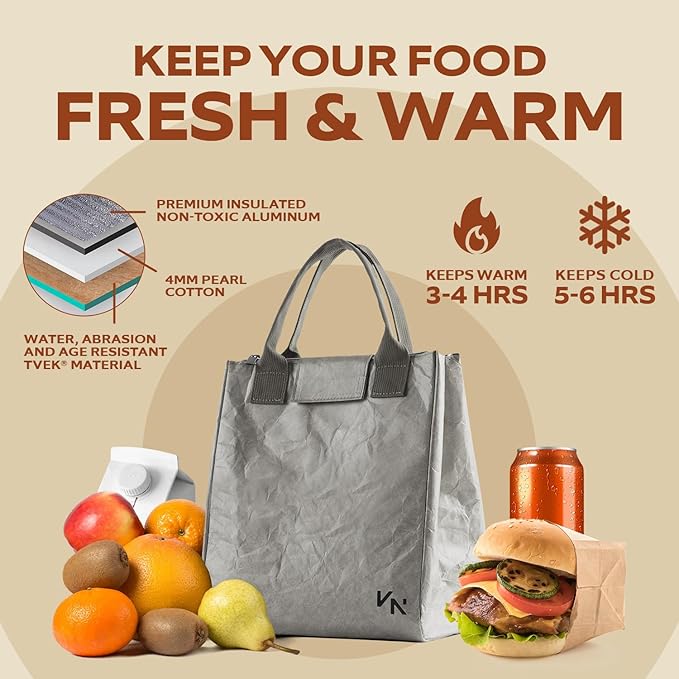 VonNova Women’s Insulated Lunch Bag with Premium 4mm Cooler Insulation, Cute Large 7L Lunch Tote for Office, Durable Small Lunch Box for Women, Stylish Lunchbox for Adults, Teens, Nurses, Teachers