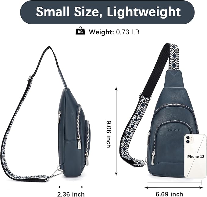 BOSTANTEN Sling Bag for Women Leather Crossbody Bag Vintage Cross Body Purse for Travel with Guitar Strap, Bohemian Style