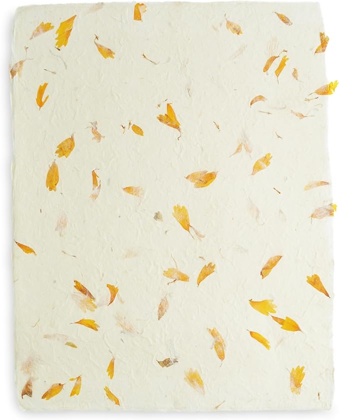 Handmade Lokta Laser and Inkjet Printer Paper with Deckle Edge 8.5x11 Inch Vintage Decorative Specialty Printing Paper (25 Sheets, Marigold)