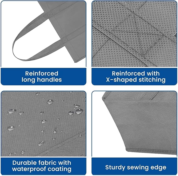 WISELIFE Reusable Grocery Shopping Bags 10 Pack Large Foldable Tote Bags Bulk, Eco Produce Bags with Long Handle for Shopping Groceries Clothes (Plaid B)