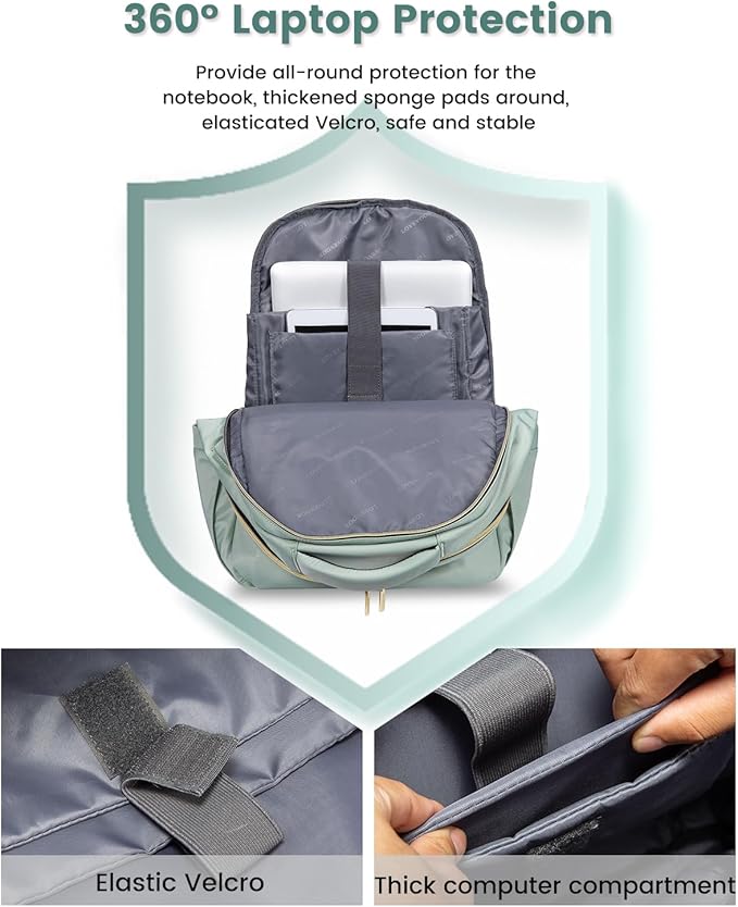 LOVEVOOK Laptop Backpack for Women, Slim Business Laptops Bag with Separate Computer Compartment Stylish Daypack for College Work Travel, Fits 15.6" Laptop