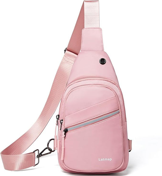 7L Sling Bag For Women Faux Leather Anti Theft Small Casual Daypack Backpack Fanny Pack Crossbody Chest Bags Purse Waterproof Light Pink