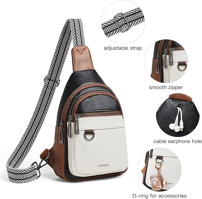 7L Sling Bag for Women Men Vegan Leather Crossbody Bags Fanny Pack Purse Backpack Over Shoulder Bag Travel Anti Theft