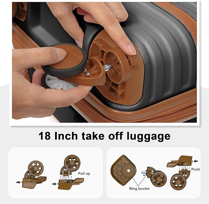 Joyway Luggage Set 7 Piece Suitcase Sets with Spinner Wheel,Hardside Expandable Travel Laggage with TSA Lock(18/20/24/28 Grey)