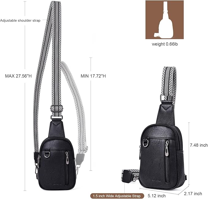 Womens Sling Bag Crossbody Bags for Women Vegan Leather Sling Backpack Daypack Fanny Pack Crossbody Purse Travel