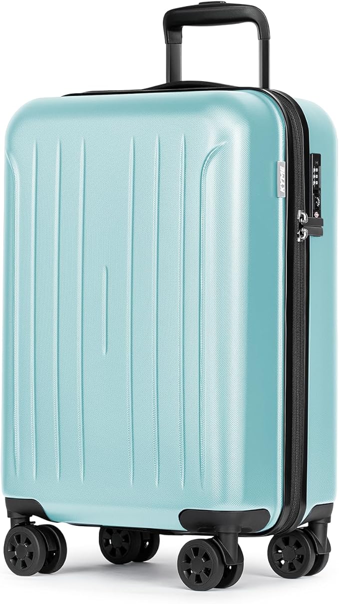 KYME Suitcase Hardshell With Double Spinner Wheels, PC+ABS TSA Lock Travel Luggage (Mint Green, 20" Carry On)