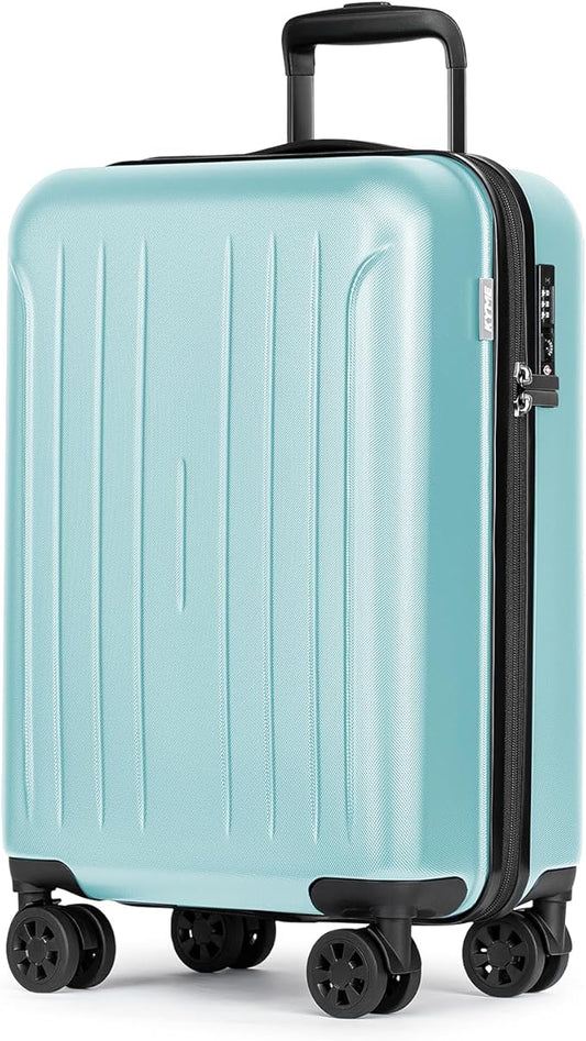 KYME Suitcase Hardshell With Double Spinner Wheels, PC+ABS TSA Lock Travel Luggage (Mint Green, 20" Carry On)