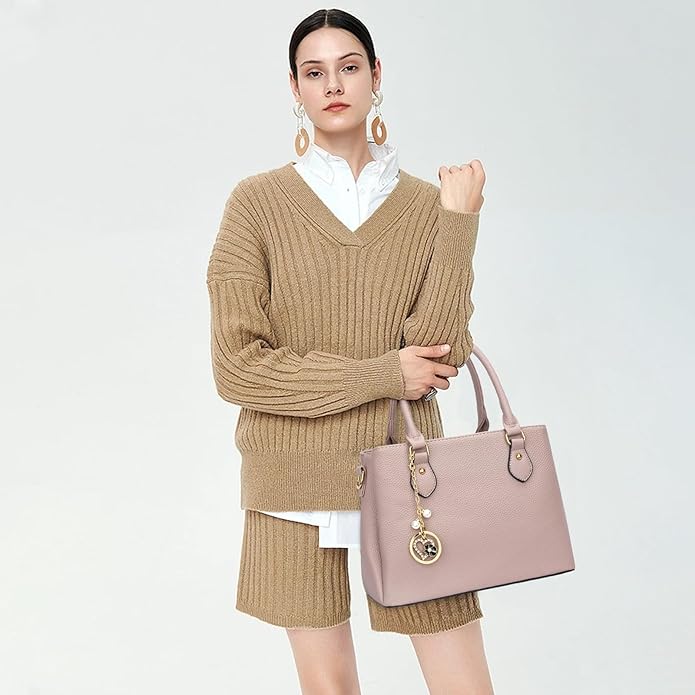 KKXIU Women Satchel Bags Handle Shoulder Handbags and Purses Pockets Zipper Leather Crossbody Bags