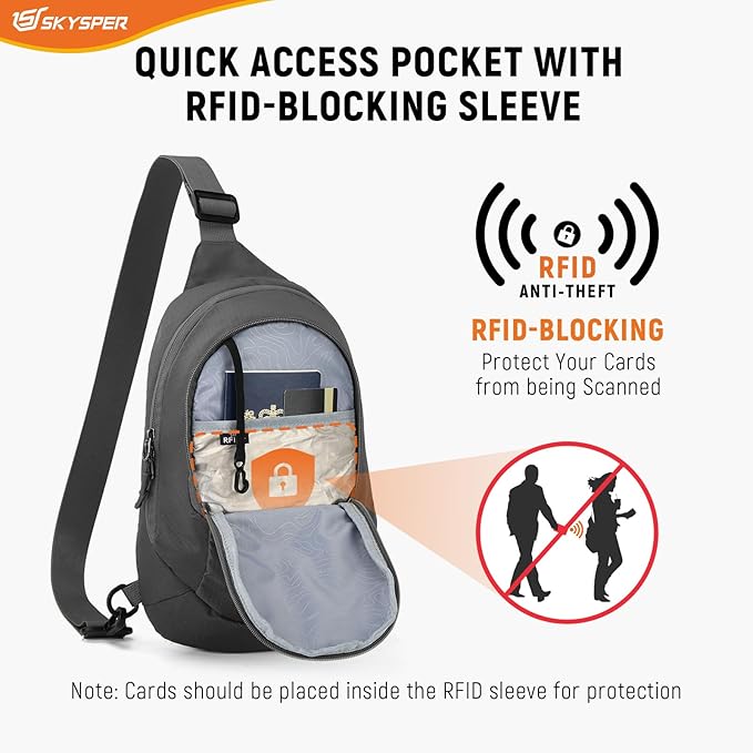 SKYSPER Sling Bag RFID Crossbody Sling Backpack Travel Cross Body Bag Shoulder Sling Daypack