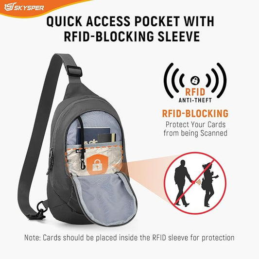 SKYSPER Sling Bag RFID Crossbody Sling Backpack Travel Cross Body Bag Shoulder Sling Daypack