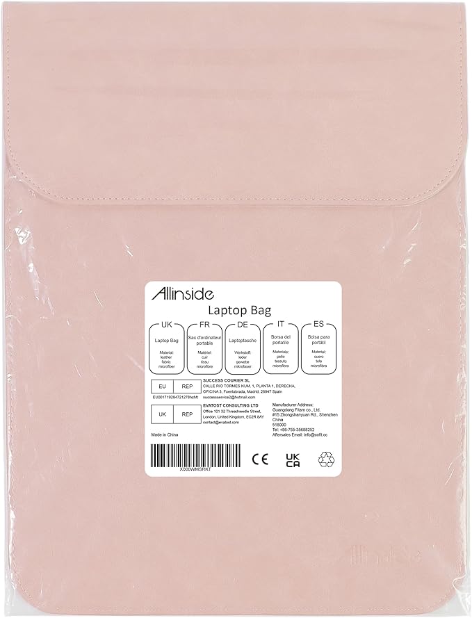 Allinside 11-12 inch Laptop Sleeve Case Compatible with MacBook Air 11 2010-2015/MacBook 12 2015-2017, Waterproof PU Leather Laptop Sleeve Bag Protective Vertical Case Cover, Pink