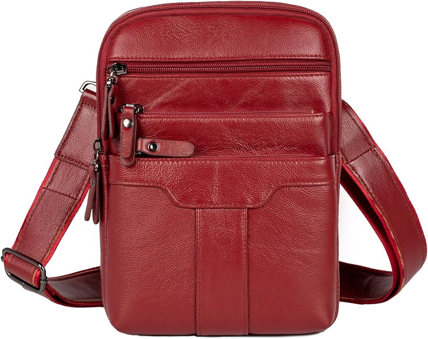 Leather Messenger Bag for Men, Small Leather Sling Shoulder Bag Messenger Pack for Men, Man Purse