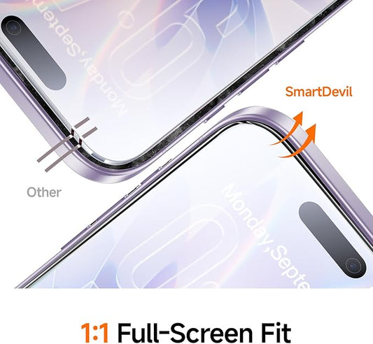 SMARTDEVIL Screen Protector for iPhone 17, Tempered Glass HD Clear Film, Easy Installation, Dust-Free & Bubble-Free, 2 Pack