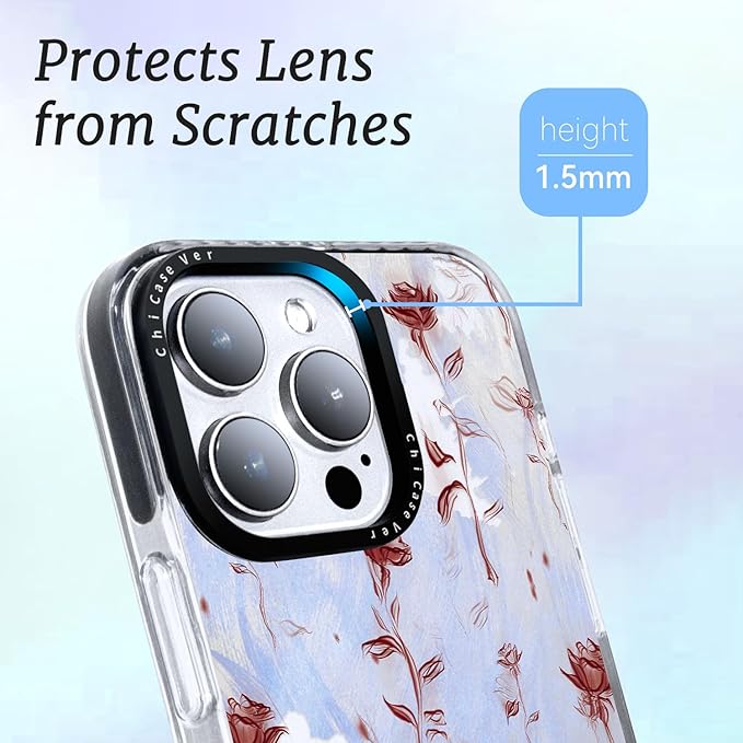 for iPhone 15 Case, Watercolor Rose Pattern, Military-Grade Drop Protection, Cute Soft Slim TPU Protective Cover with Camera Lens Protection for Women & Girls