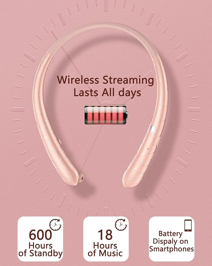 Neckband Bluetooth Headphone, Retractable Headphones with IPX5 Sweatproof & 18H Battery，Neckband Headphones for Gym, Running and Outdoor Sports Enthusiasts