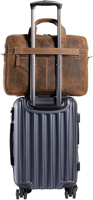 KomalC 16 Inch Leather briefcases Laptop Messenger Bags for Men and Women Best Office Satchel Bag