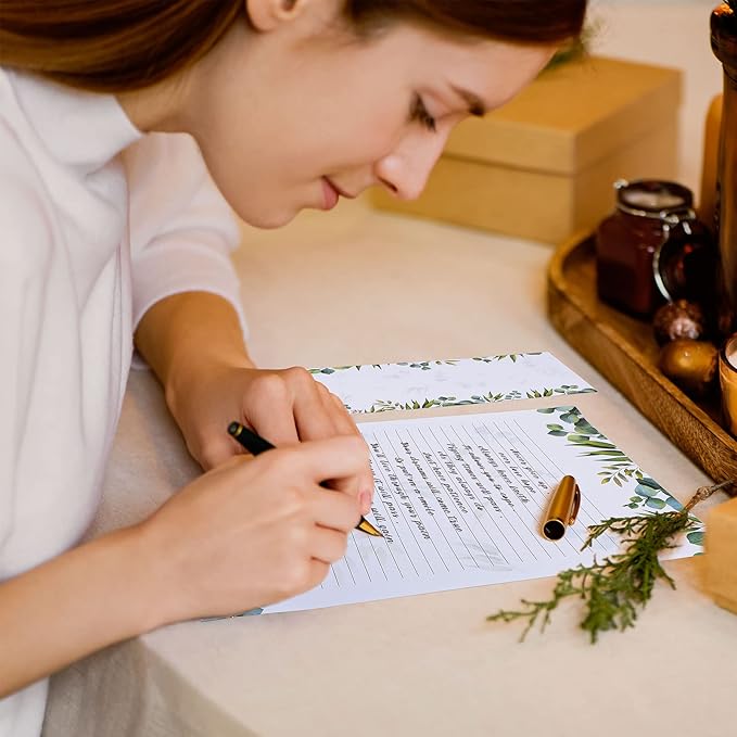 72 Pcs Leaf Theme Paper Stationery Set 36 Greenery Letterhead Paper with 36 Matching Envelope Leaves Lined Paper for Letter Elegant Letter Paper (Fresh Style,8.5 x 11 Inch, 9.5 x 4.13 Inch)