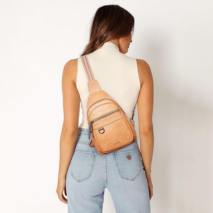 7L Sling Bag for Women Men Vegan Leather Crossbody Bags Fanny Pack Purse Backpack Over Shoulder Bag Travel Anti Theft