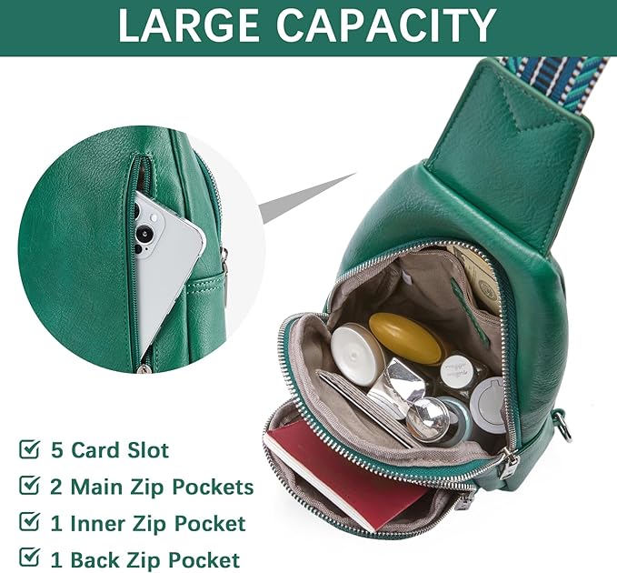 BOSTANTEN Sling Bag for Women Leather Crossbody Bag Vintage Cross Body Purse for Travel with Guitar Strap, Bohemian Style