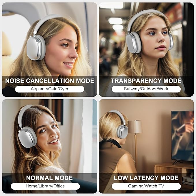 T-fun NC95 Hybrid Active Noise Cancelling Headphones with Knob Control, 65H Playtime Over Ear Headphones Wireless Bluetooth 5.3, App Control, Hi-Res Audio, Comfort Fit, Clear Calls for Travel/Workout
