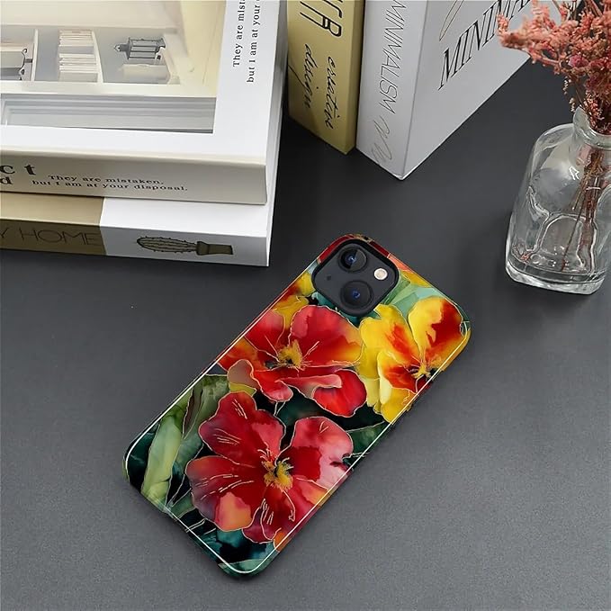 Case for iPhone 14 Plus Case,Vintage Floral Girly Design - Hybrid Dual Protection Silicone + Hard PC Shockproof Full Body Cover Slim Anti-Scratch Protective Case for Men Women