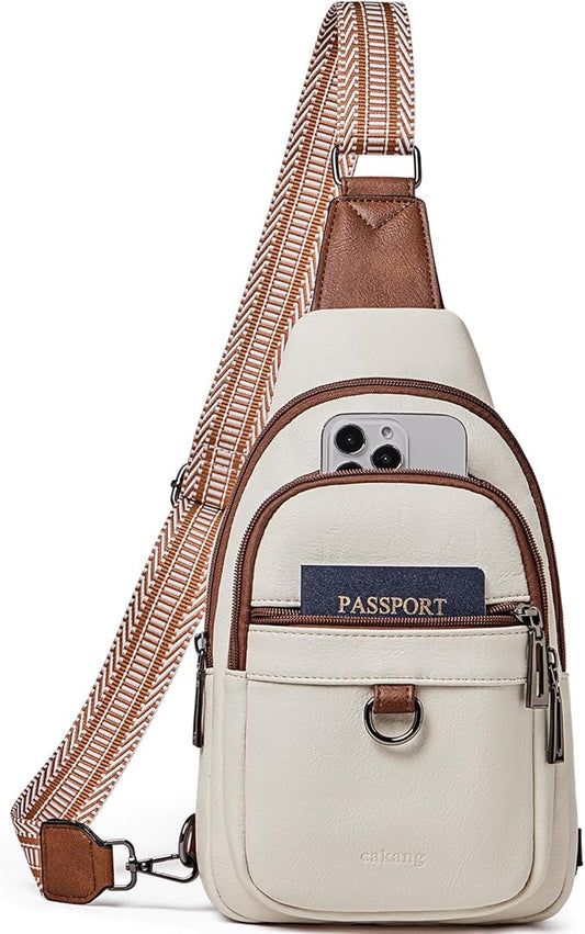 Womens Sling Bag Crossbody Bags for Women Vegan Leather Sling Backpack Daypack Fanny Pack Crossbody Purse Travel