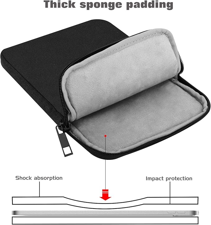 MoKo 13 Inch Tablet Sleeve Fits 13inch iPad Air M3 2025, iPad Pro M4/Air M2 2024, iPad Pro 12.9, Galaxy Tab S8+/S9+ 12.4, Polyester Bag Fit with Apple Pencil or Smart Keyboard,Black