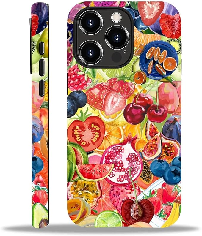 Case for iPhone 12/12 Pro,Summer Fruit Collage for Woman Men Full Body Protective Cover Shockproof 2 in 1 Silicone + Hard PC Case for iPhone 12/12 Pro