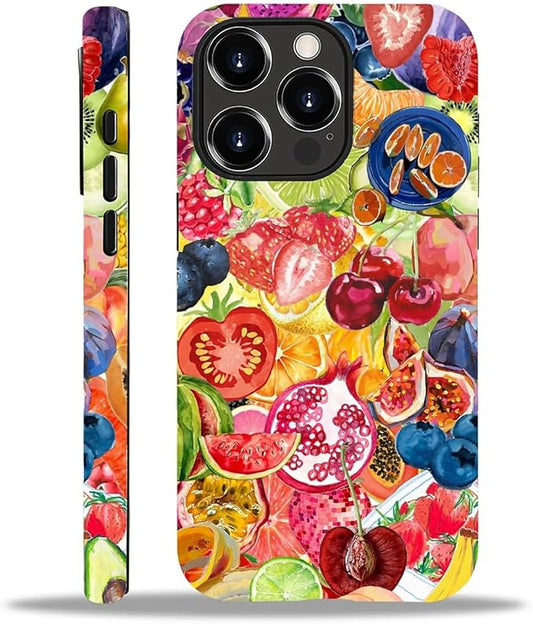 Case for iPhone 12/12 Pro,Summer Fruit Collage for Woman Men Full Body Protective Cover Shockproof 2 in 1 Silicone + Hard PC Case for iPhone 12/12 Pro