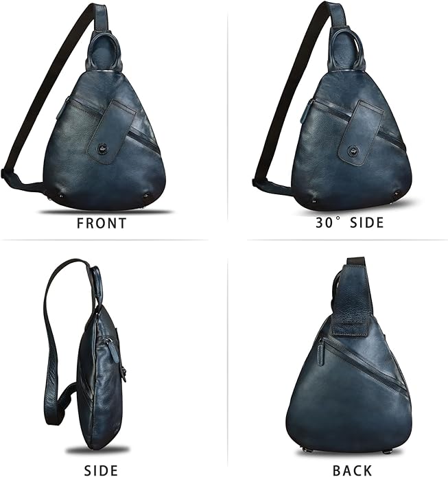 Genuine Leather Sling Bag for Men and Women Classical Real Leather Sling Backpack Purse Crossbody Bag for iPad Pro 11 inch