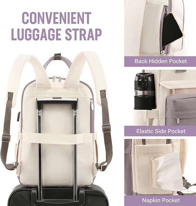 LOVEVOOK Laptop Backpack for Women 15.6 Inch Laptop Bag with USB Port, Fashion Waterproof Backpacks Teacher Nurse Stylish Travel Bags Vintage Daypacks for College Work