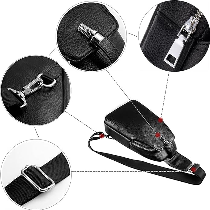 KPYWZER Vintage Leather Sling Bag Backpack for Men Crossbody Shoulder Chest DayPack Backpacks