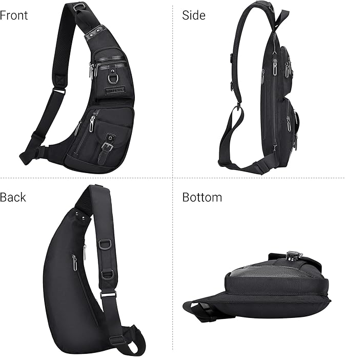 WITZMAN Sling Bag for Men Crossbody Bags Travel Slim Chest Bag One Strap Lightweight Casual Daypack