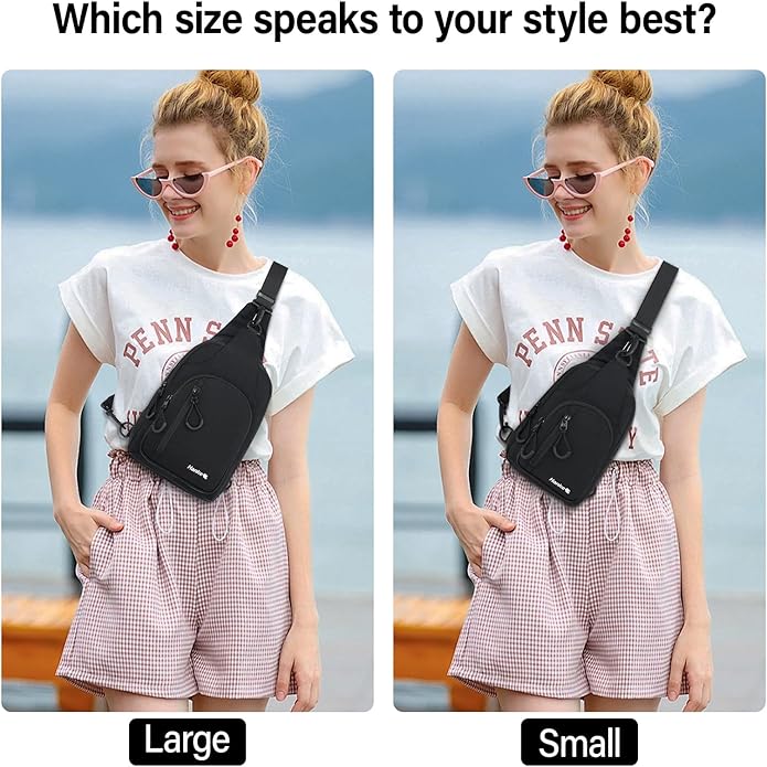 Hanke Crossbody Sling Bag for Women Men, Casual Cross Body Sling Bags, Lightweight Chest Bag for Outdoor Hiking Travel
