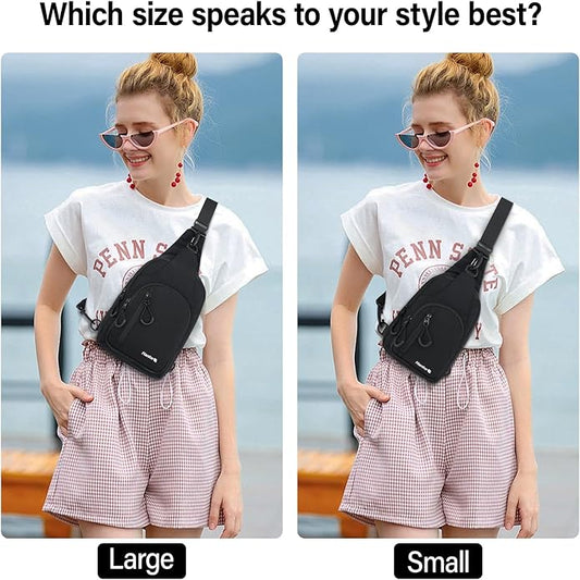 Hanke Crossbody Sling Bag for Women Men, Casual Cross Body Sling Bags, Lightweight Chest Bag for Outdoor Hiking Travel