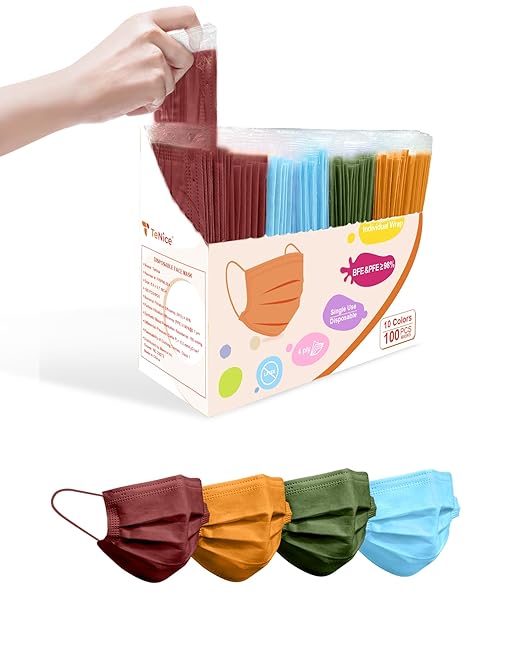 Face Masks Disposable 100 Pack, 4 Ply ASTM Level 3 Medical Grade, FSA/HSA Eligible, Breathable for Adult Outdoor Protection, Individually Wrapped for Home, School & Office, Rustic Horizon