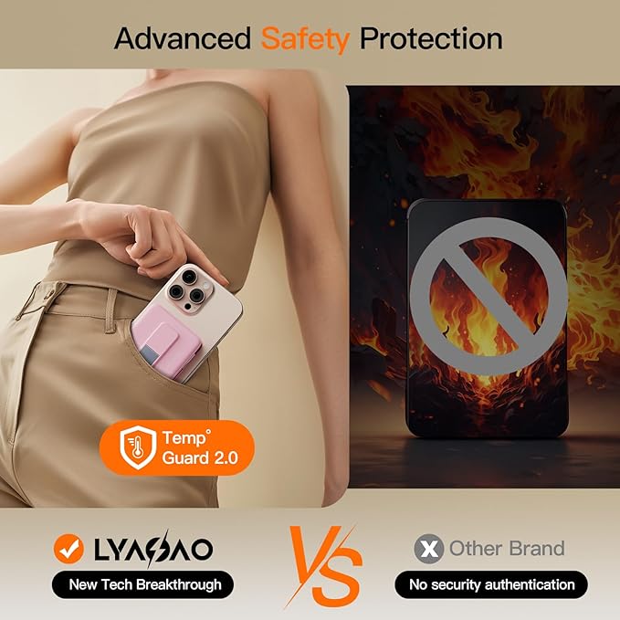 2025 Magnetic Battery Pack 16800mAh Mobile Power Bank, Portable Charger with Foldable Stand and Built-in Cable, 20W USB-C Fast Charging, Suitable for iPhone 17/16/15/14/13/12 Series