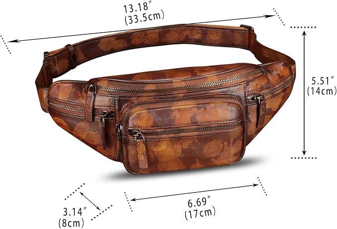 Genuine Leather Fanny Pack for Women and Men Vintage Handmade Leather Waist Bag Sling Bag Backpack Purse Crossbody Bags (Multicolor)