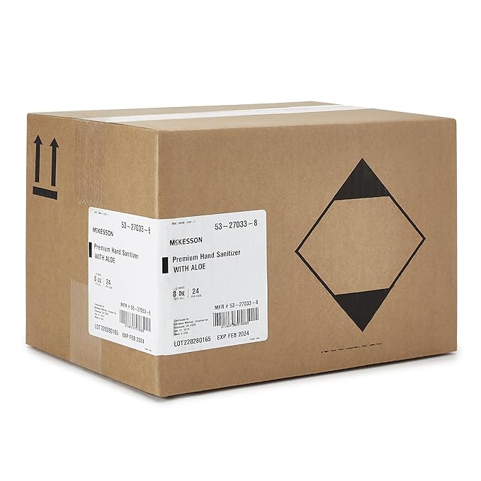 McKesson Hand Sanitizer with Aloe, 8 oz Pump Bottle [Pack of 24] – Bulk, 70% Ethyl Alcohol, Spring Water Scent, No-Rinse Sanitizing Gel with Vitamin E and Moisturizers, Medical-Grade