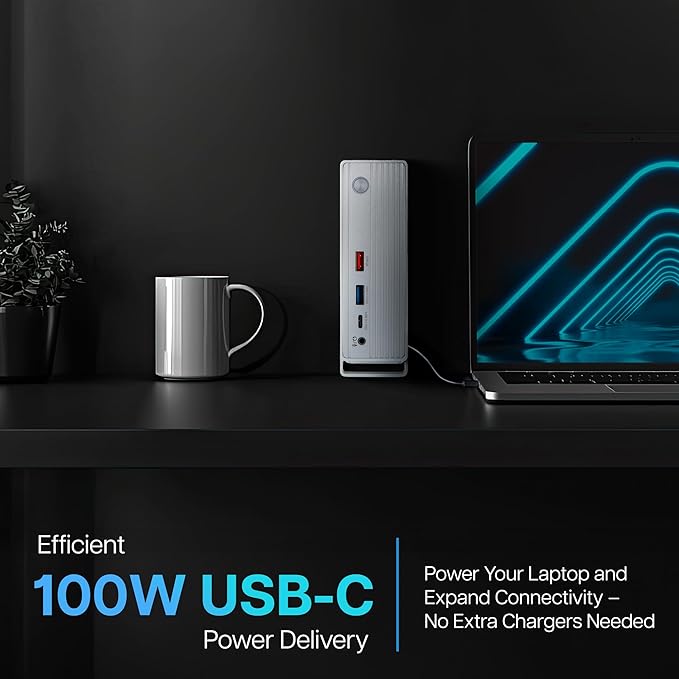 VisionTek VT7100 11in1 Docking Station Triple Monitor 4k – x2 HDMI, x1 DisplayPort, 100W PD Port, x4 3.1 USB-A, x2 USB-C, Audio Jack, & Ethernet – Compatible with Laptops and PC