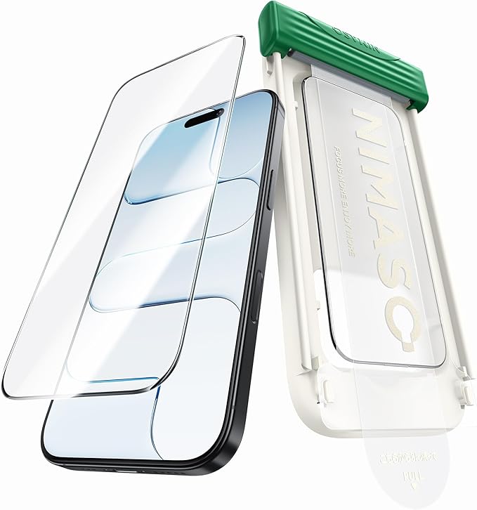 NIMASO for iPhone Air Screen Protector Full Coverage 6.5-Inch, No Bubbles No Dust, 3D Curved Edges 9H Hardness Tempered Glass, Military Grade Shatterproof, Anti-Scratch, with Roller,1 Pack