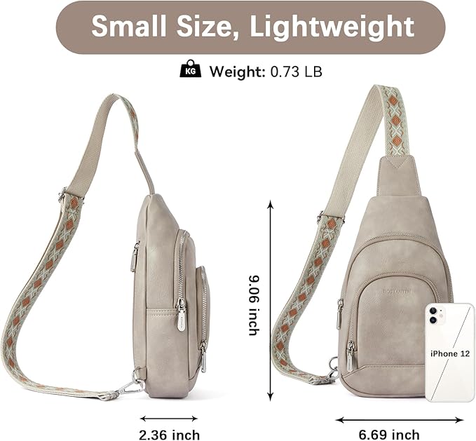 BOSTANTEN Sling Bag for Women Leather Crossbody Bag Vintage Cross Body Purse for Travel with Guitar Strap, Bohemian Style